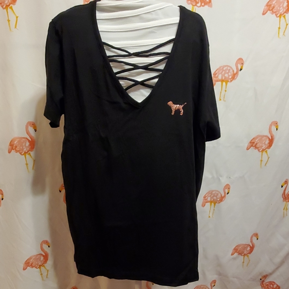 Bling crisscross front tee